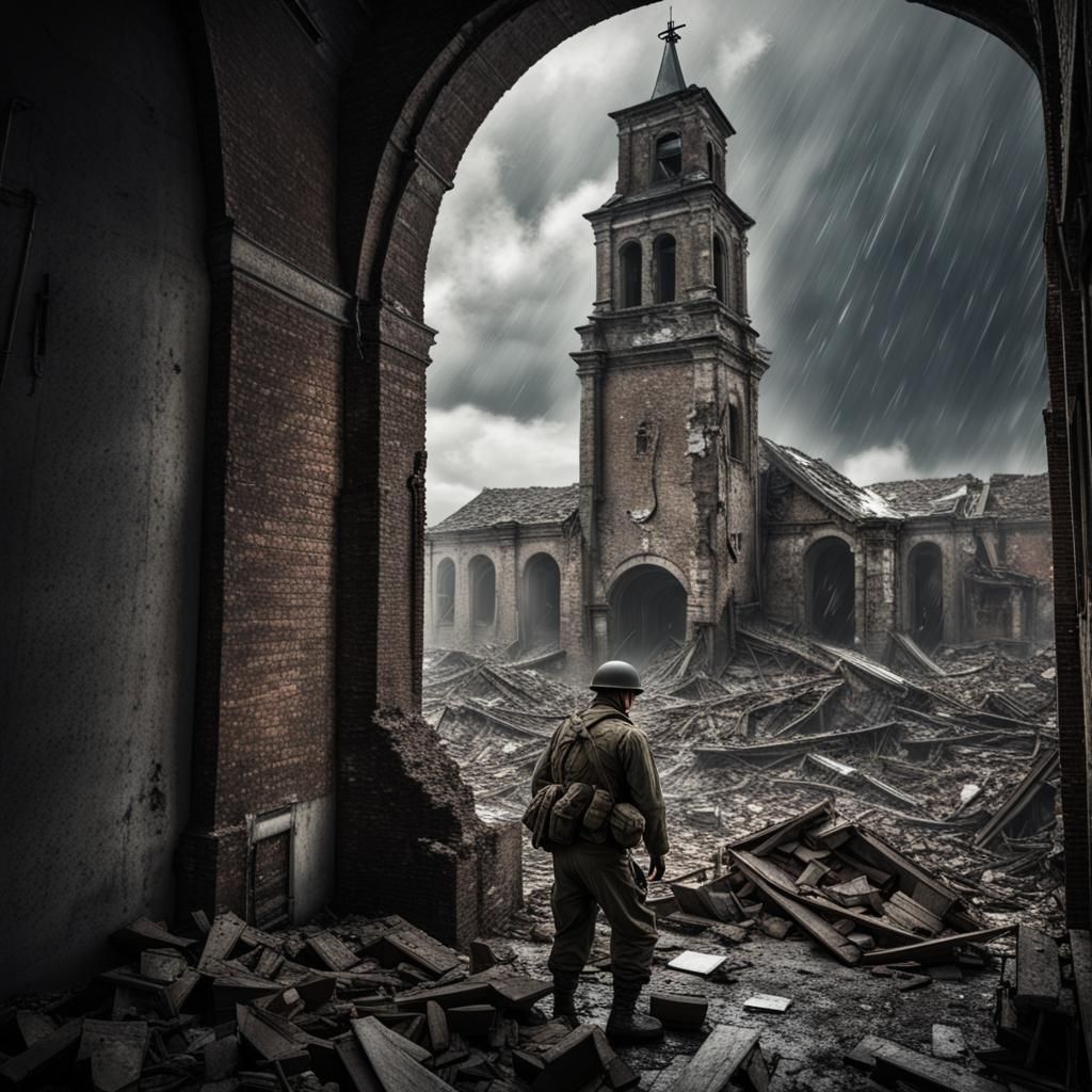 WWII Soldier Sheltered in Desolate Town Bell Tower