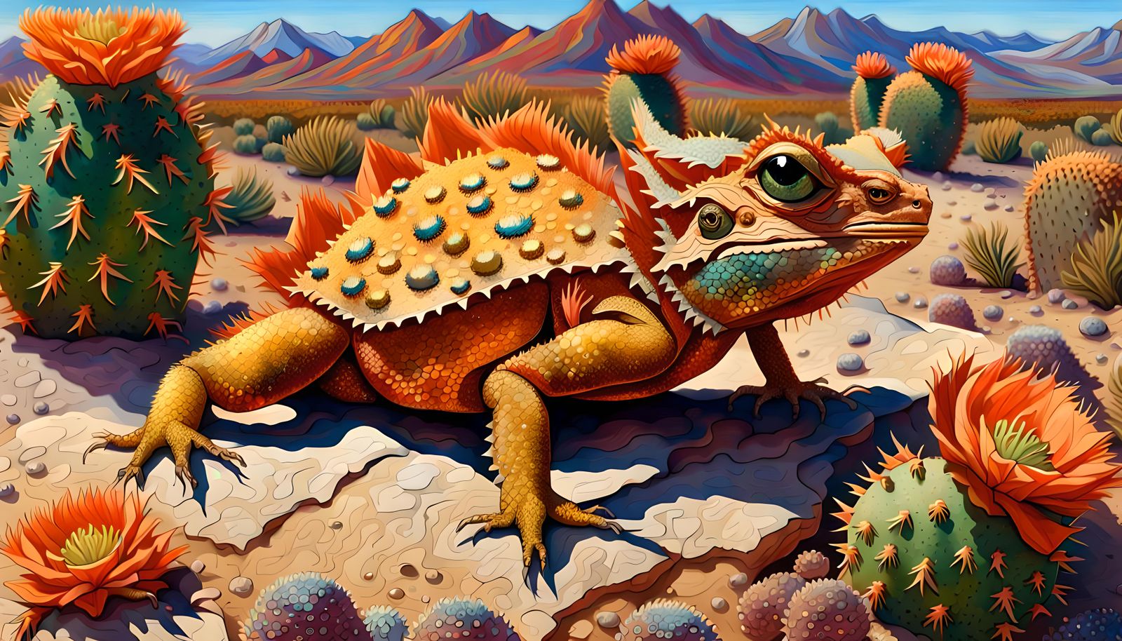 Iridescent Scaled Desert Lizard Portrait