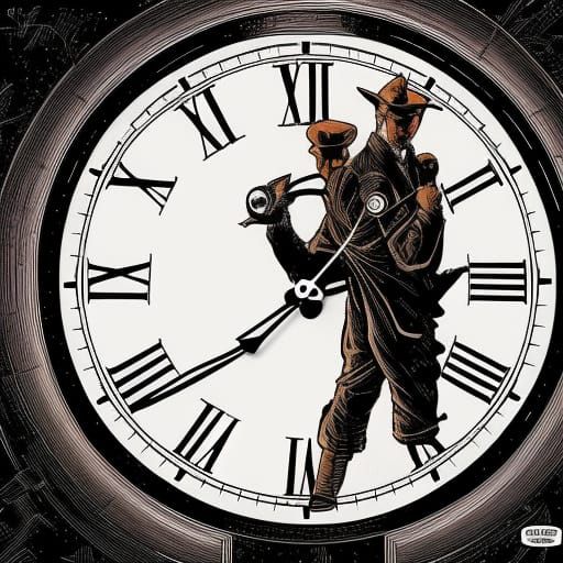 Clock Man in Comic Book Art Style