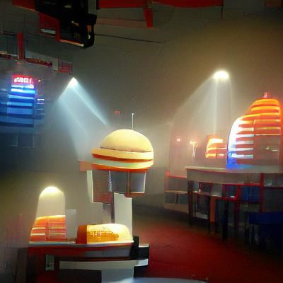 Sci-Fi Burger King with Volumetric Lighting