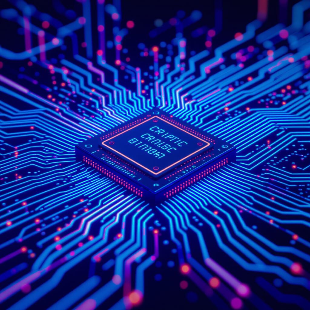 Low Poly Cryptic Code Motherboard Design