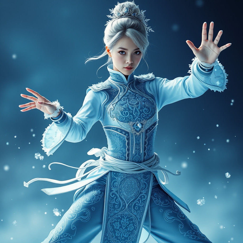 Cinderella in Icy Martial Arts Bodysuit as Digital Art