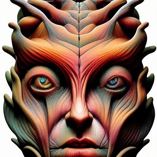 Biopunk Portrait in Cel-Shaded Iridescent Style