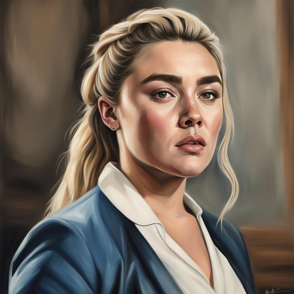 Realistic Portrait Painting of Florence Pugh