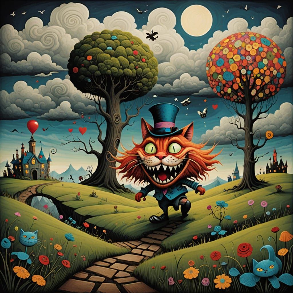 Surreal Whimsy in Desolate Landscapes, Inspired by Tim Burto...