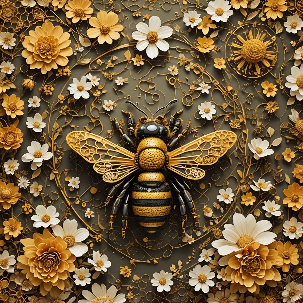 Bee Typography Art in ASCII Style