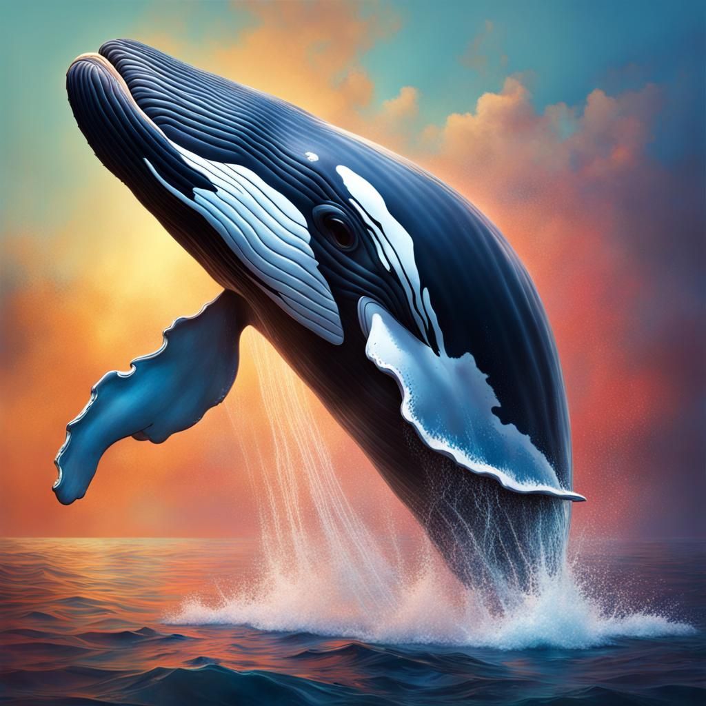 Hyperrealistic Whale in Splash Art Style