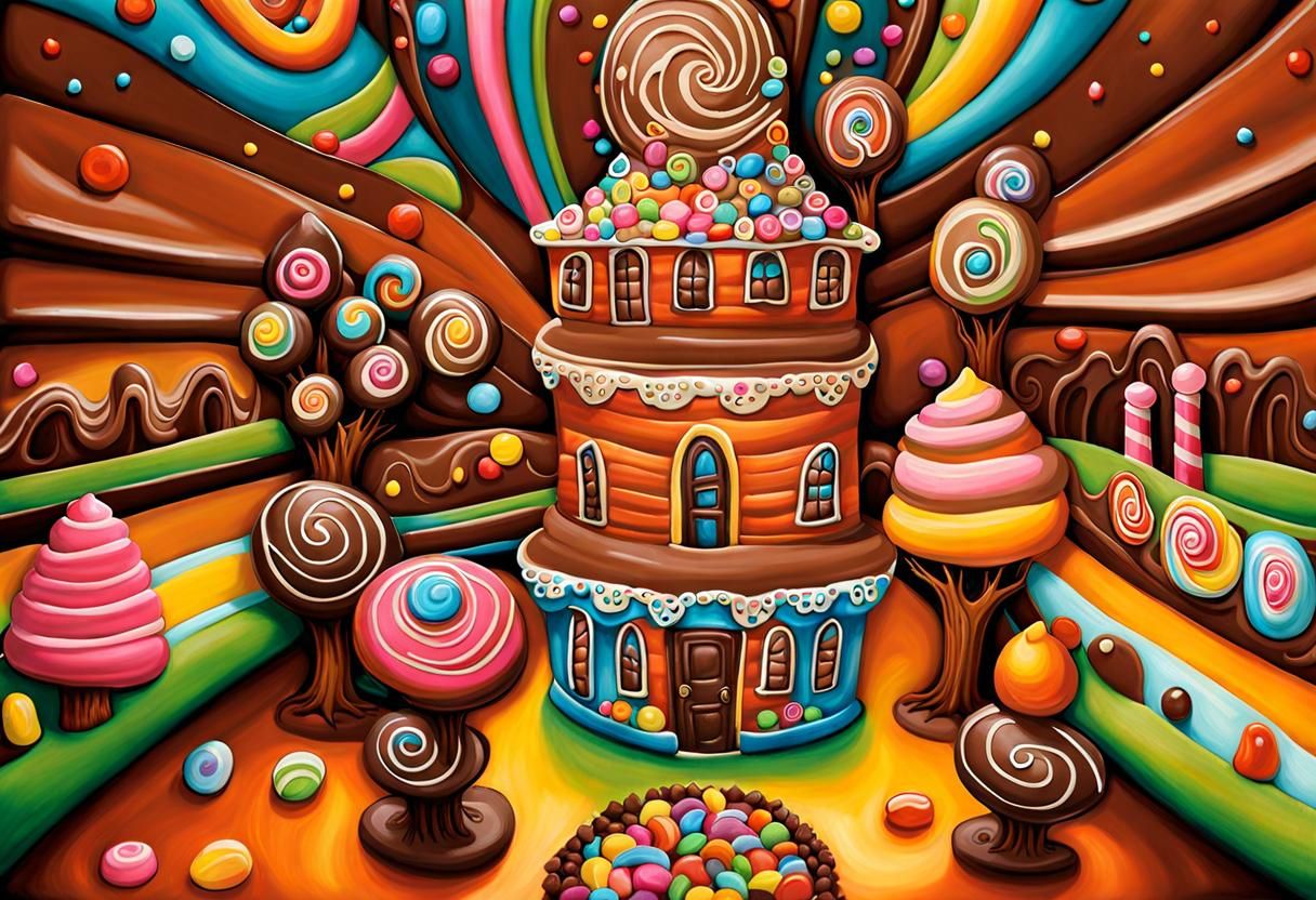 Candy Wonderland: Chocolate Cream Landscape Art