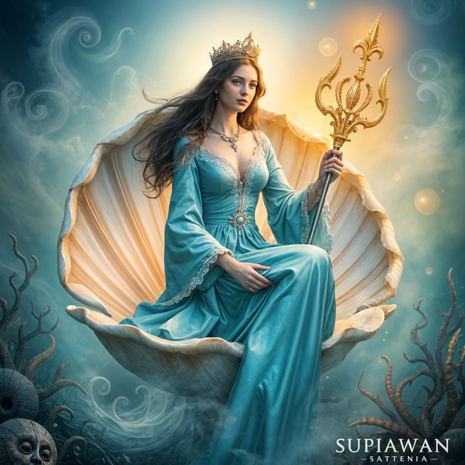 Ethereal Fantasy Queen of the Sea in Dreamy Hyperdetailed Mi...