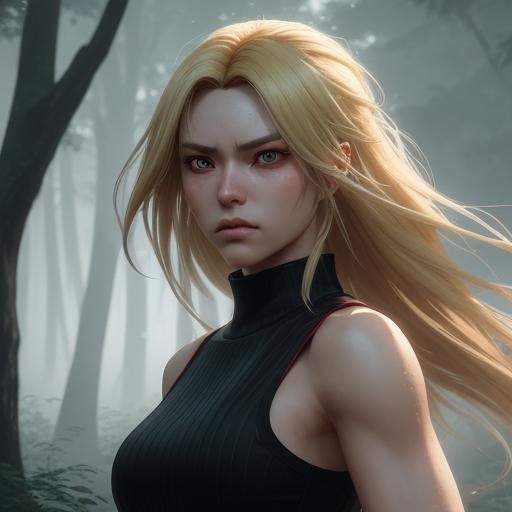 Teenage Werewolf Girl in Misty Forest, Anime 3D Art