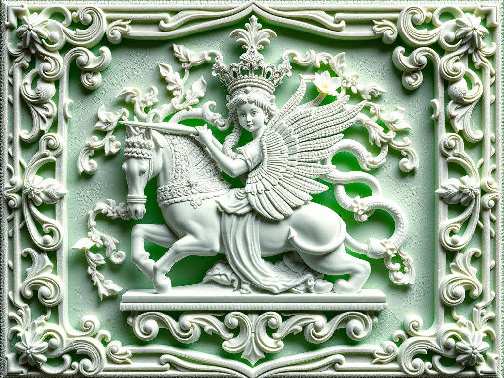Monochrome Resin Carving in Green and White