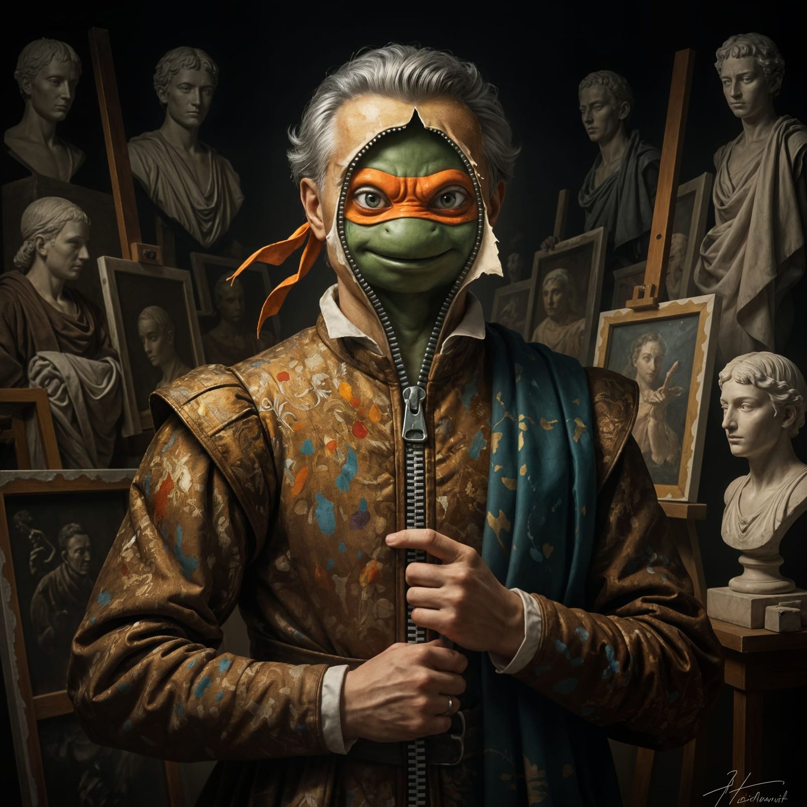 Renaissance Painter Reveals Turtle Within: Surreal Digital A...