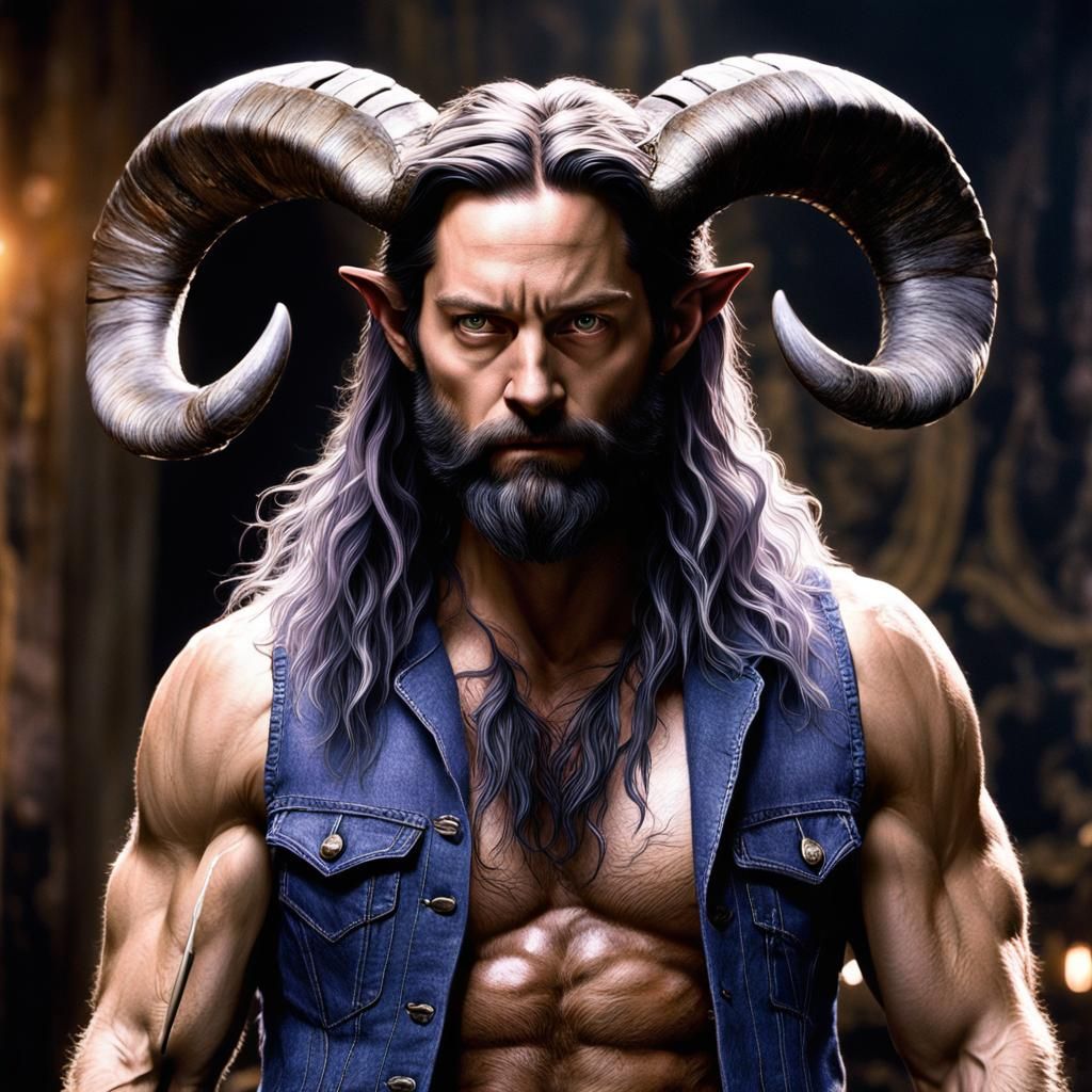 Hyperrealistic Furry Baphomet with Tobey Maguire Likeness