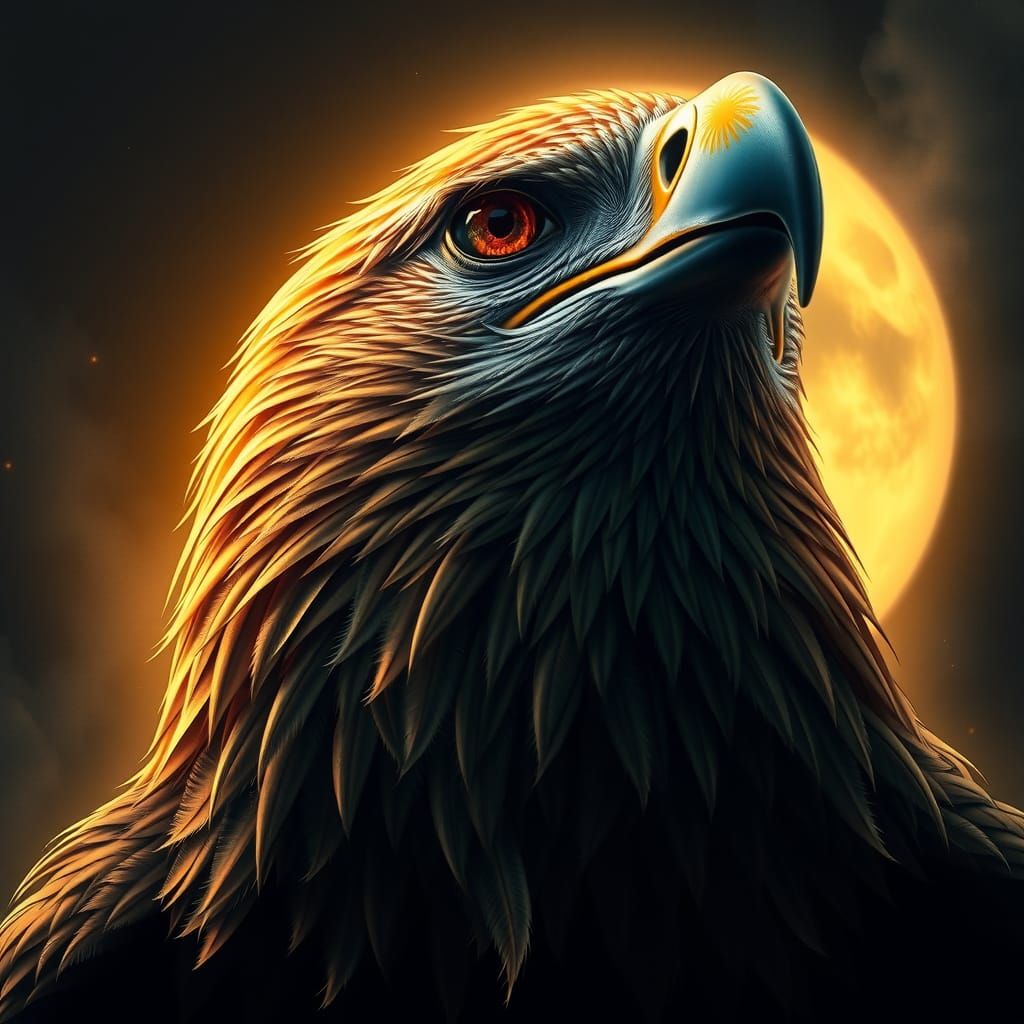 Ezra's Majestic Eagle Portrait in Art Nouveau Style