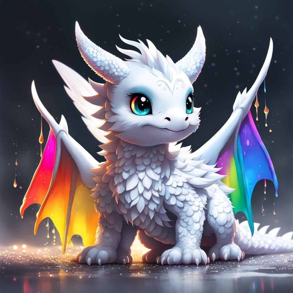Rainbow Dragon Chibi: Adorable Artstation Photo