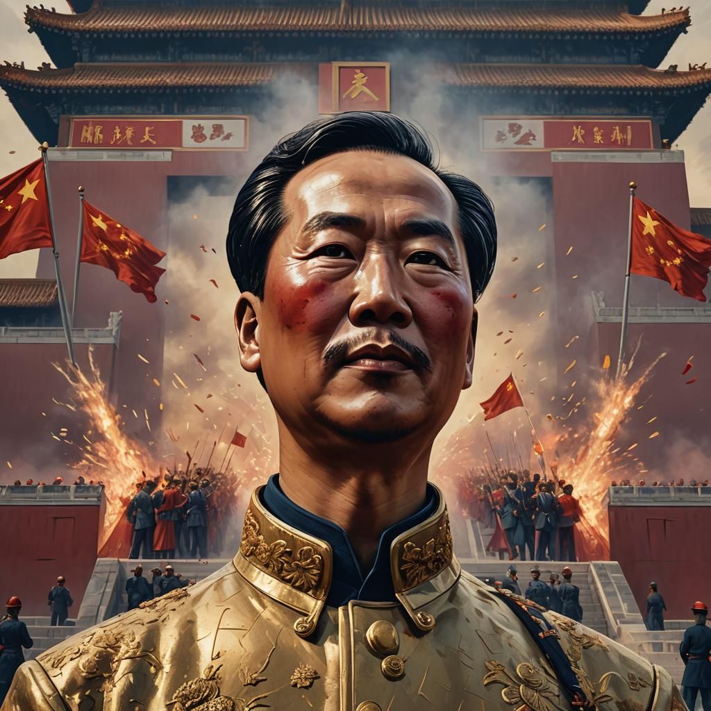 Mao Zedong's Triumph: Surreal Patriotic Art