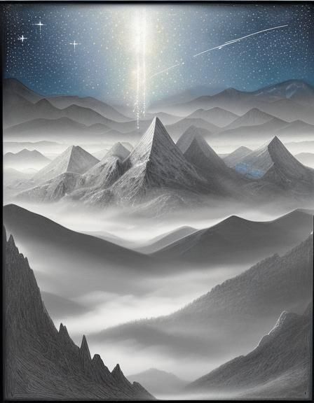 Misty Mountain Morning in Silver Mixed Media