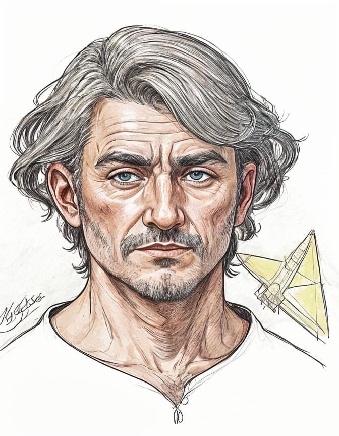 Renaissance Figure in Ornate Ropajes, Emanating Intense Pass...