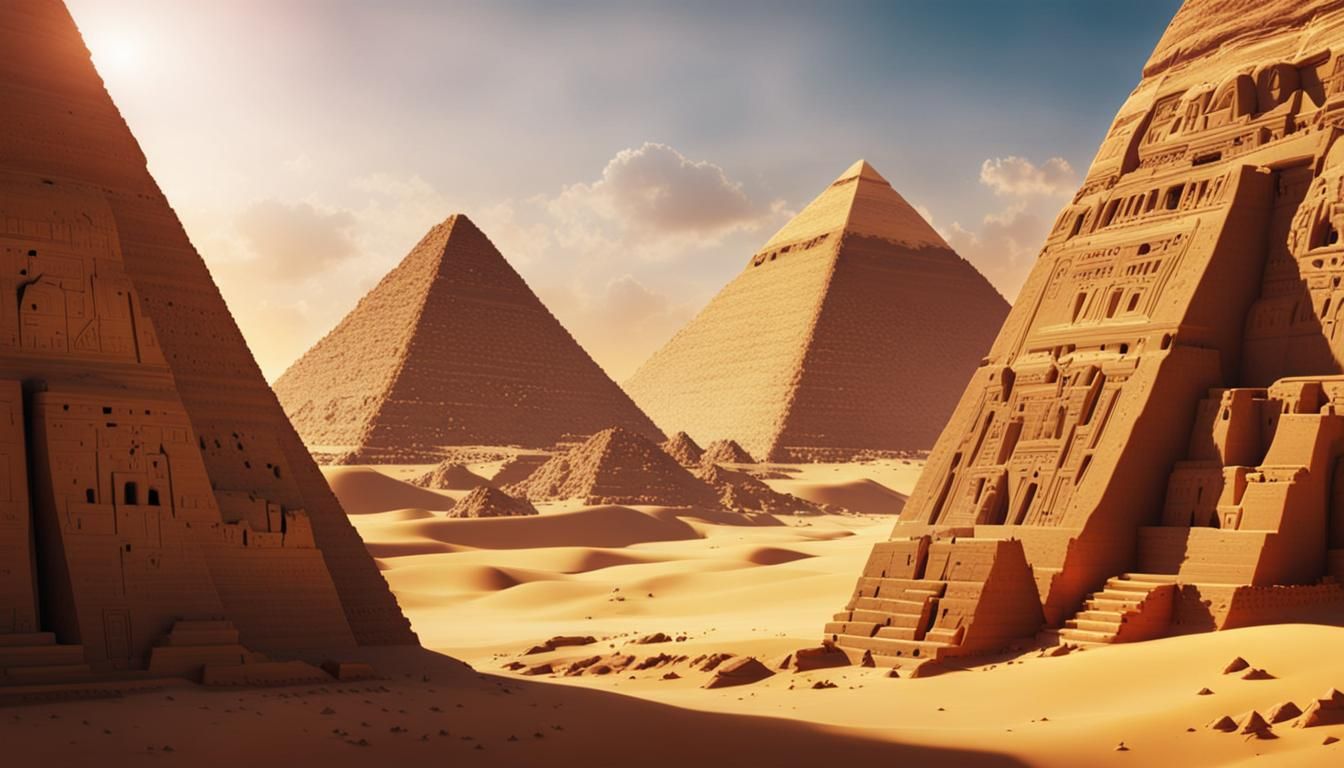 Animated Egyptian Desert Pyramids in Splash Art Style