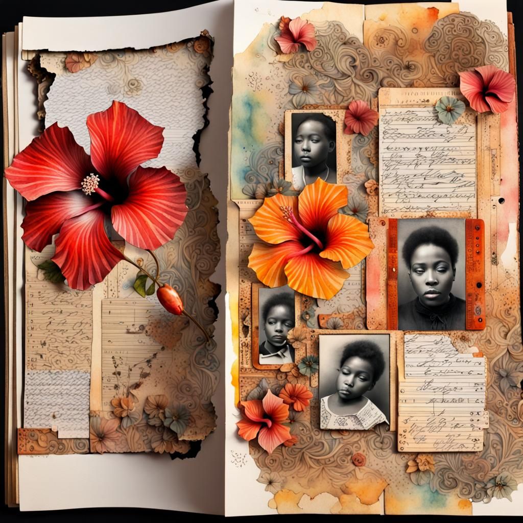 Scrapbook Page with Family Photos in Watercolor