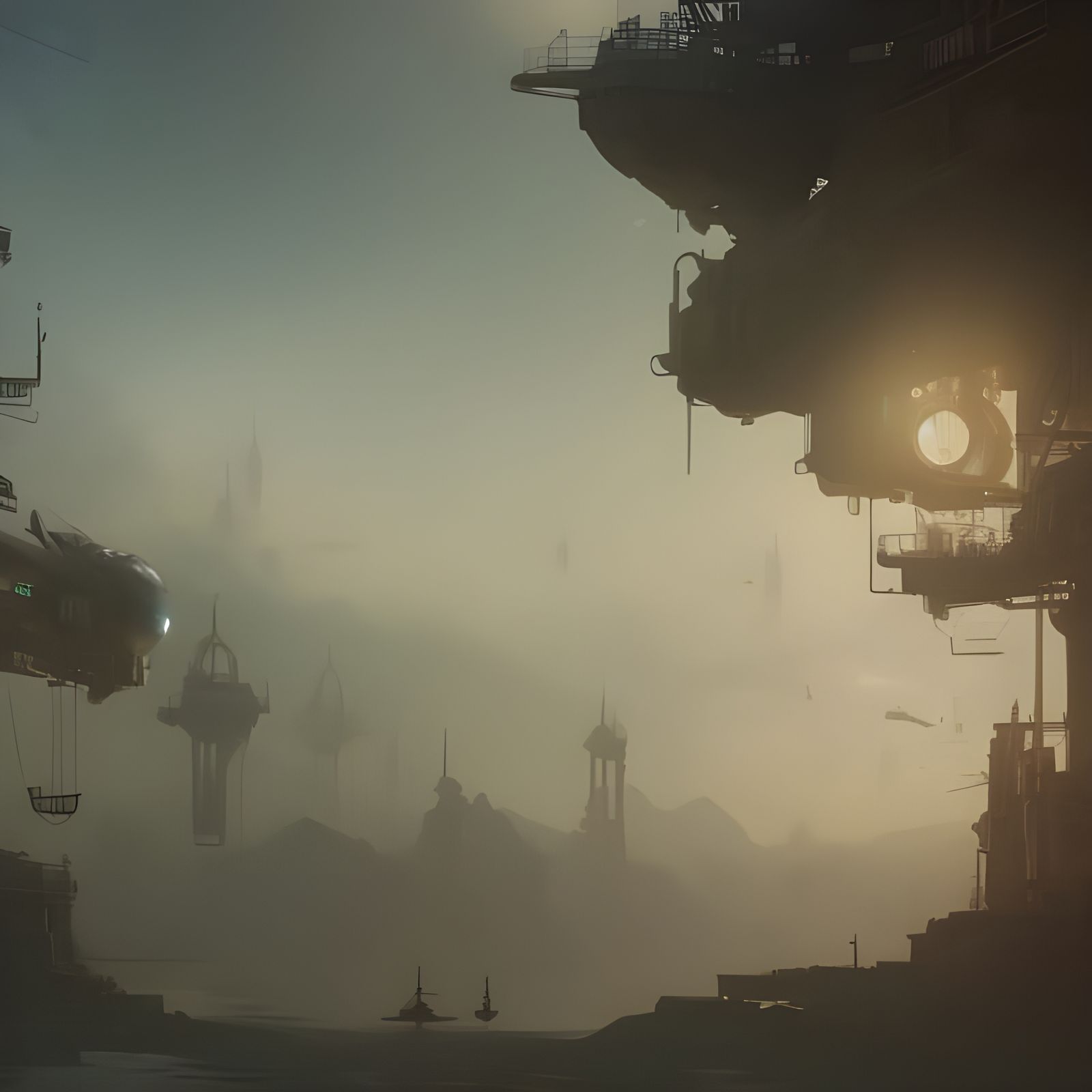 Steampunk Airship Metropolis in Hyperrealistic Fantasy Art