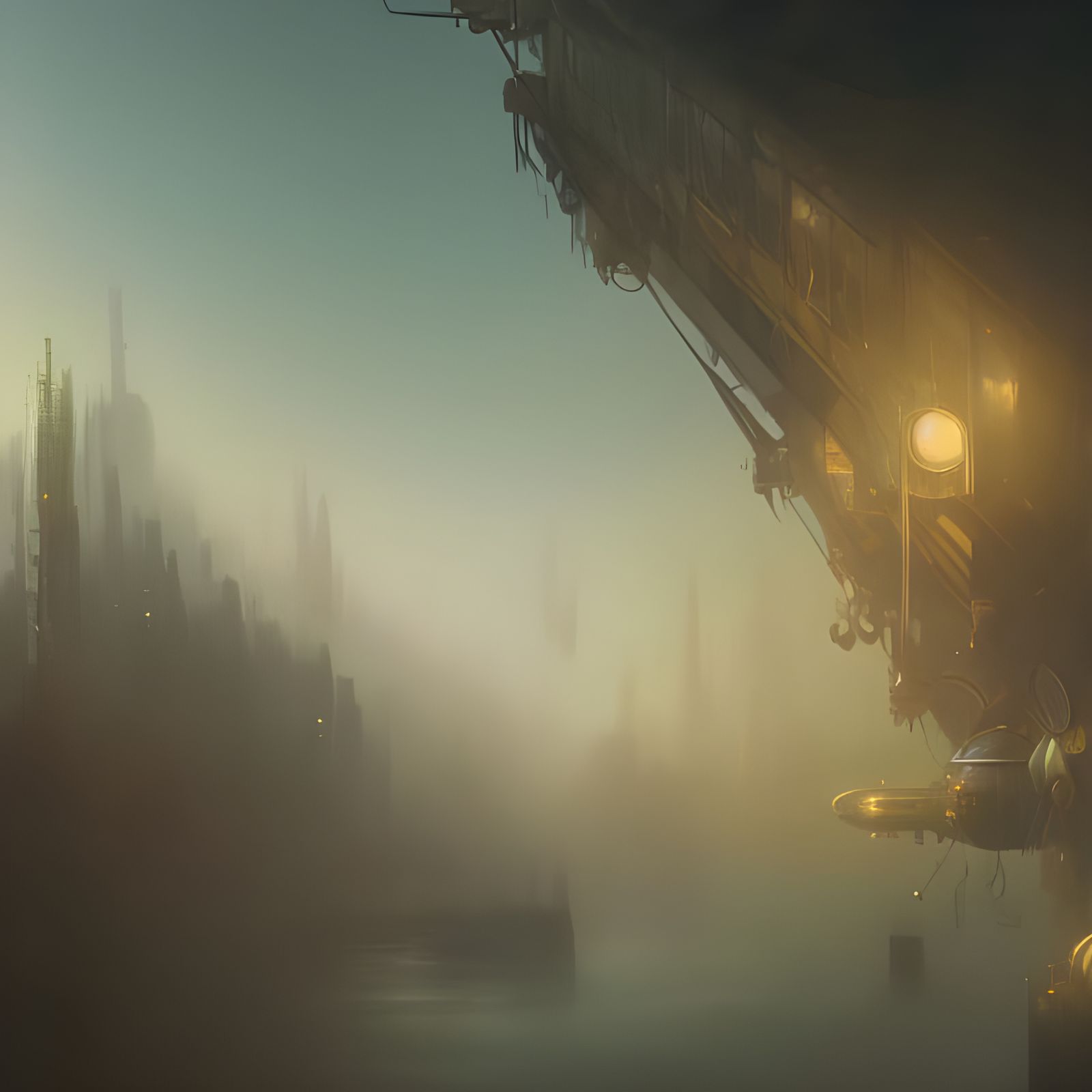 Steampunk Airship Docking Station in Fantasy Art Style