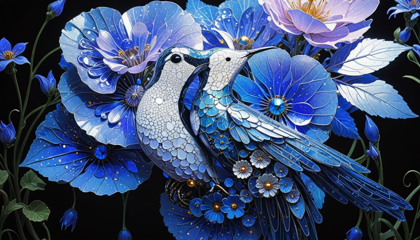 Clockwork Hummingbird in Glass Menagerie: Art Nouveau Illust...