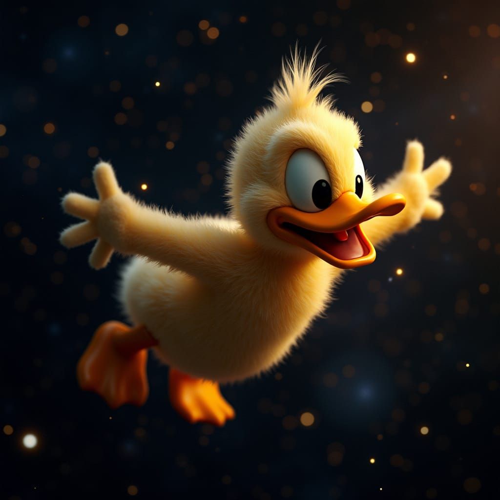Cosmic Donald Duck in Vibrant Space Odyssey