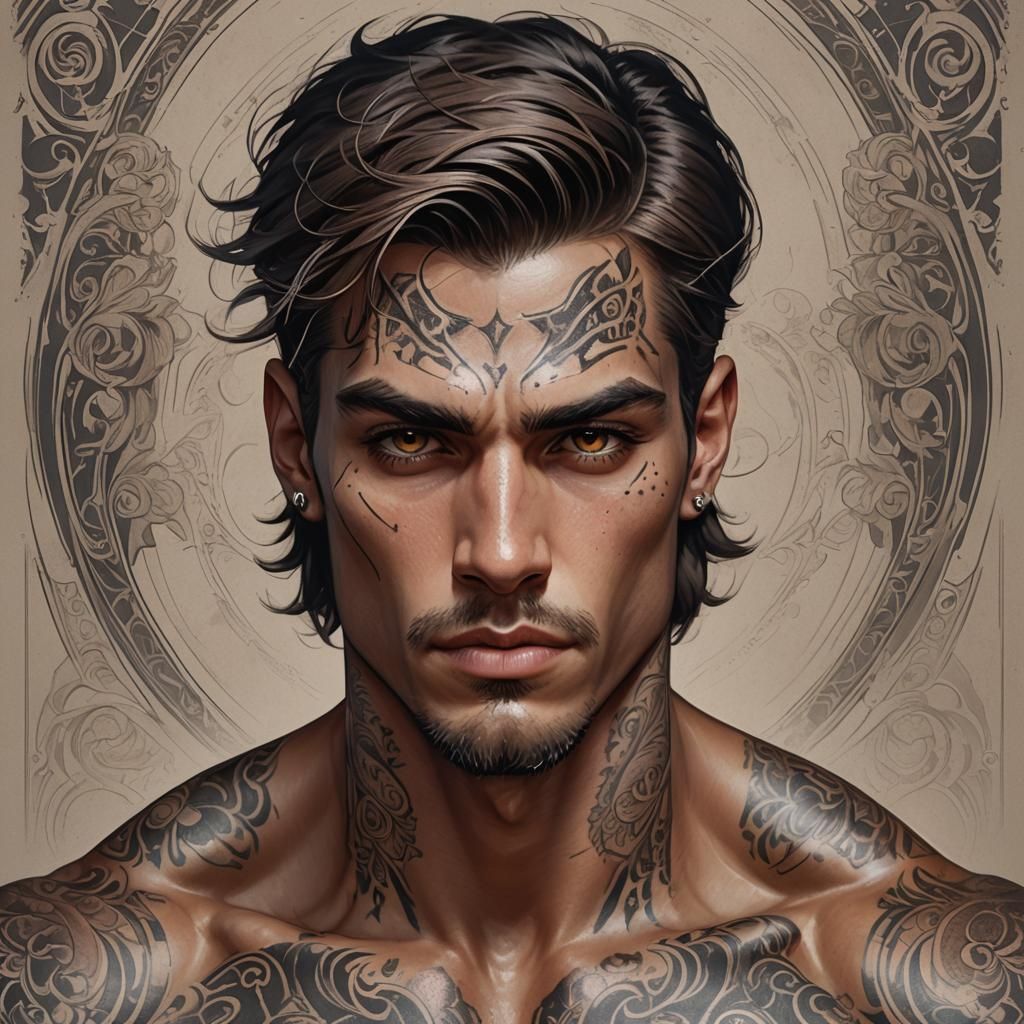 Striking Portrait of a Tattooed Nonbinary Person