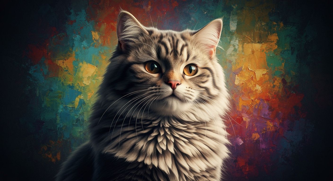 Fluffy Pin-Up Cat Hyperrealistic Splash Art