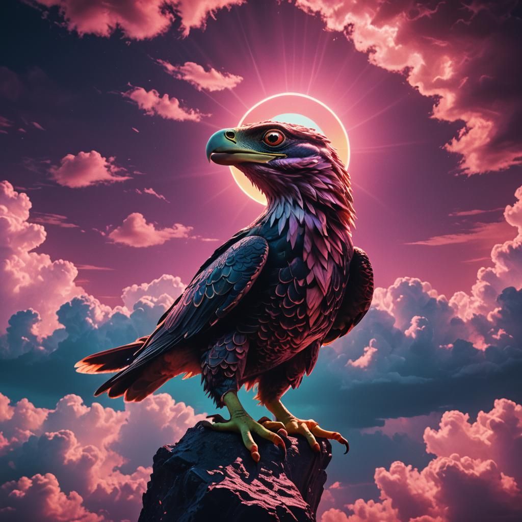 Synthwave Hybrid Creature in Divine Light