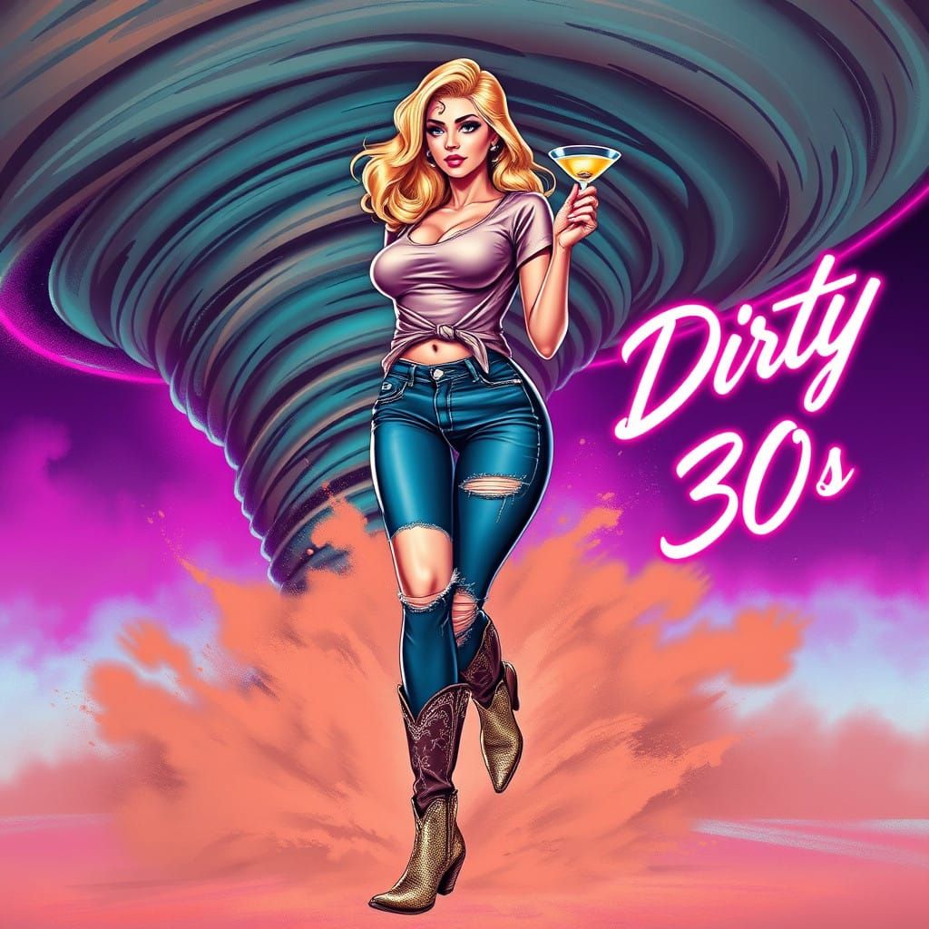 Sultry 80s-Inspired Retro Futurist Goddess Steps Out of Neon...