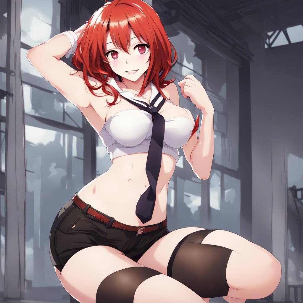 Red Haired Anime Girl in Hot Pants