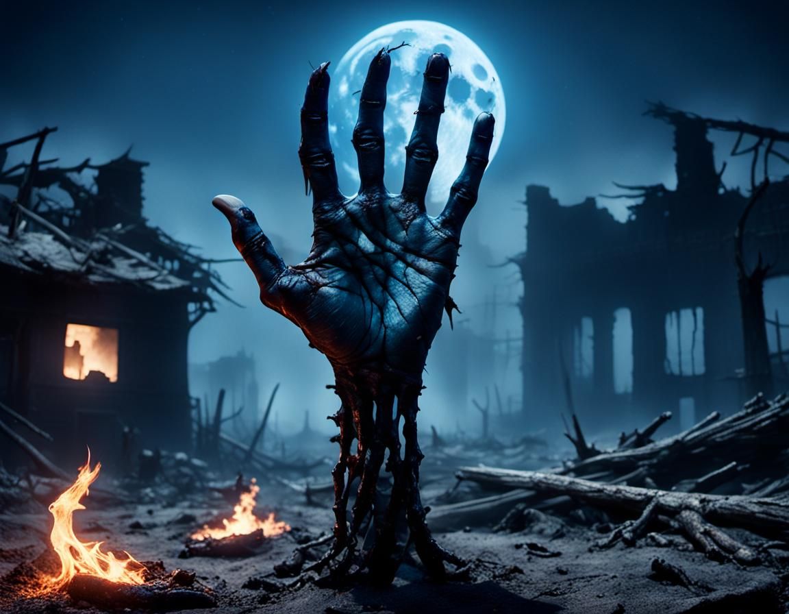 Zombie Hand Reaching for the Moon