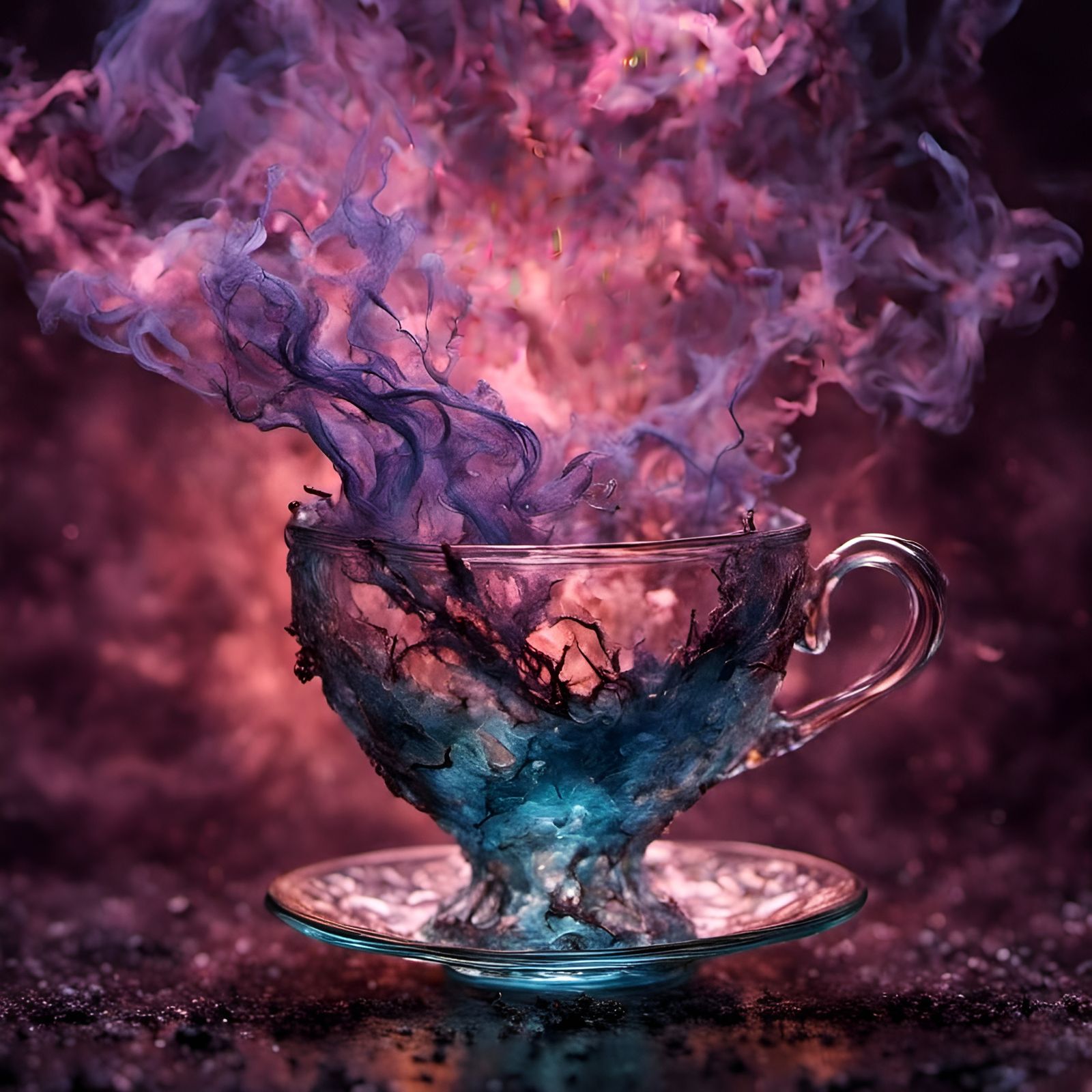 Magical Tea Storm in Glass Teacup