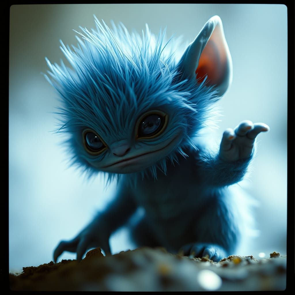 Epic Cinematic Blue Furred Baby Monster