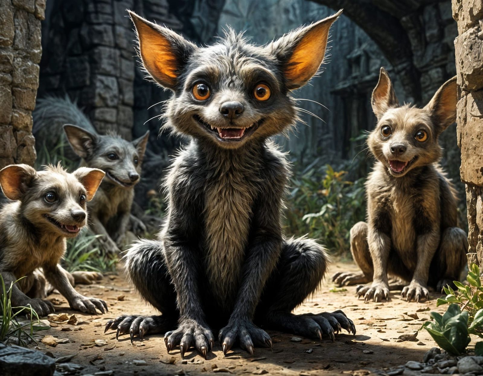 Adorable Chupacabra Begging Like a Dog in Fantasy Art