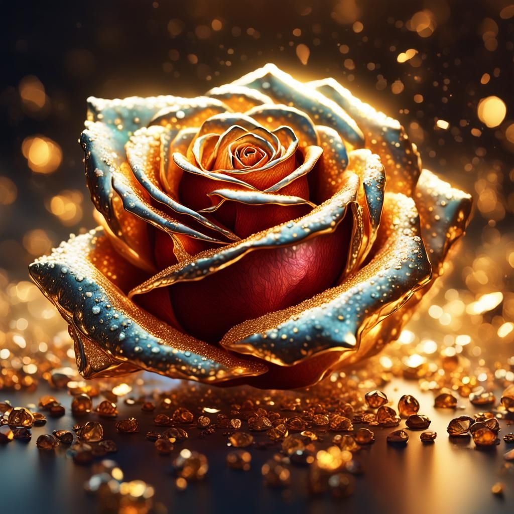 Diamond Rose Topaz in Gold Light: Hyperrealistic Art