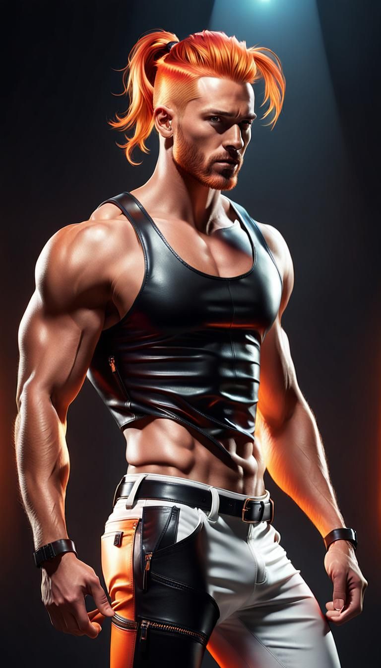 Orange Haired Man in Leather Pants Concept Art