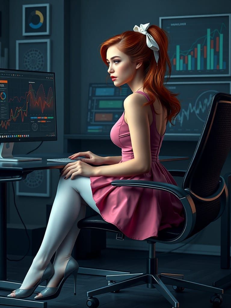 Enigmatic Woman Conquers the Digital Realm in Dreamy, Futuri...