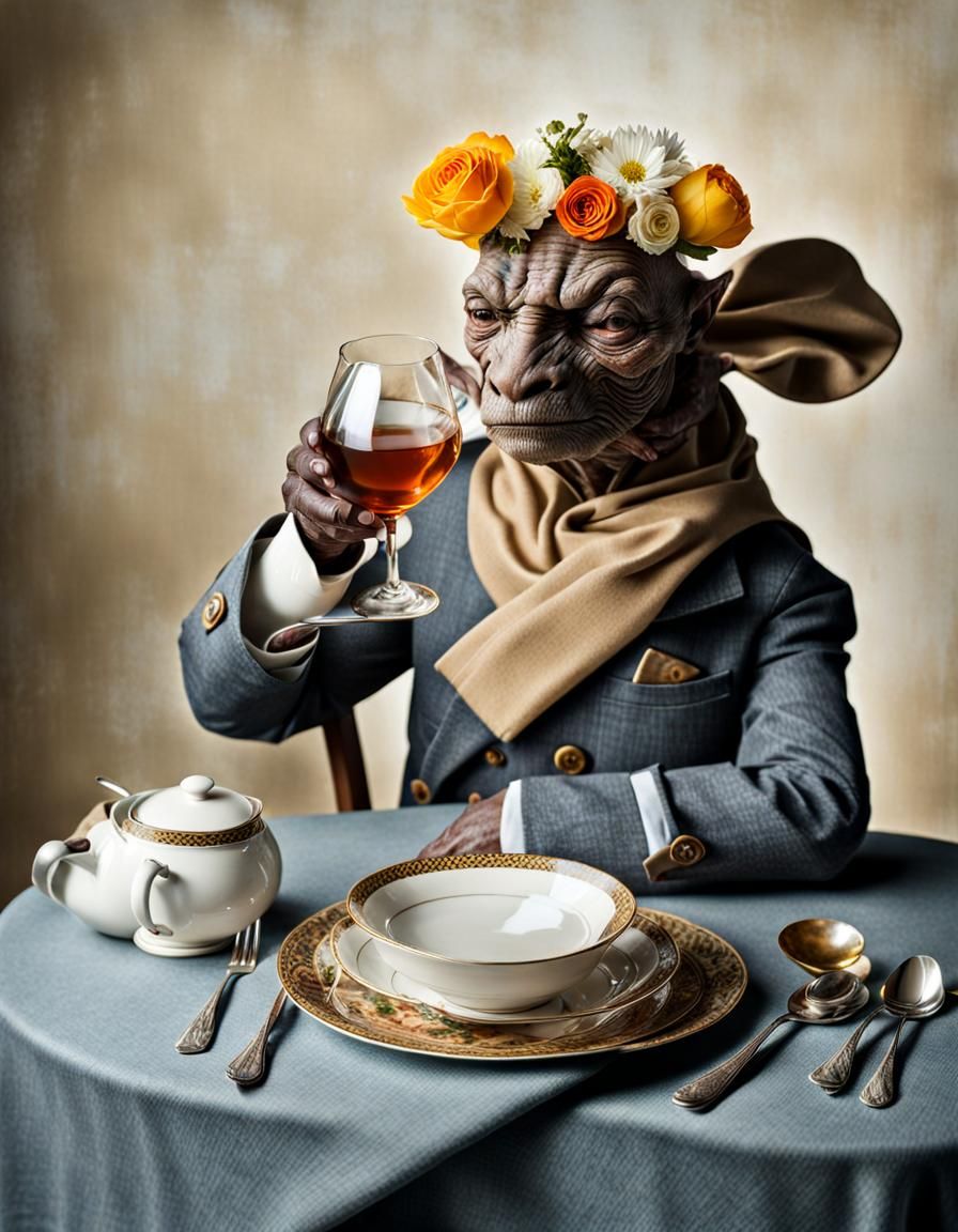 Surreal Alien Restaurant Celebration in Hyperreal Style