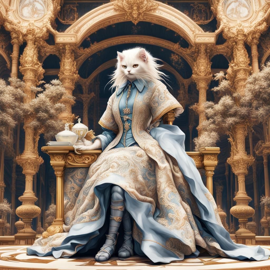 Elegant Ragdoll Cat in Hypermaximalist Utopia