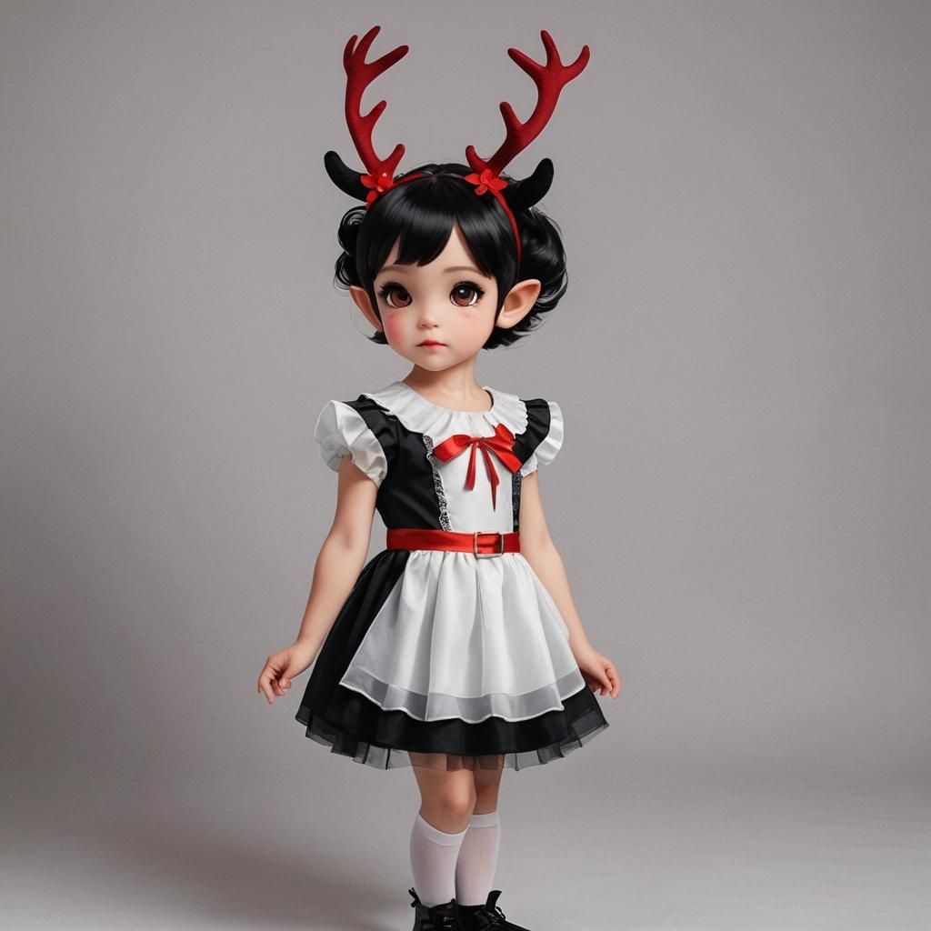Fae Kindergartener with Antlers and Elf Ears