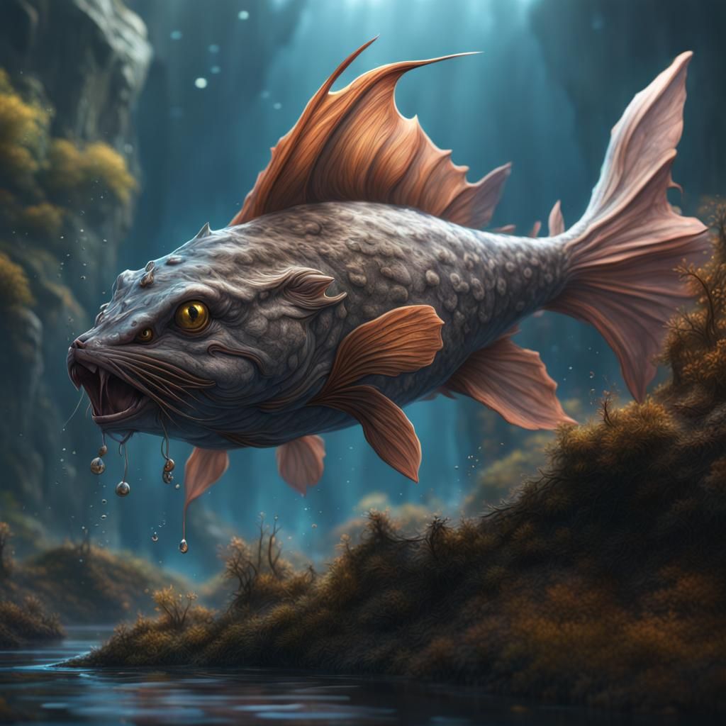 Detailed Pencil Catfish: Fantasy Concept Art