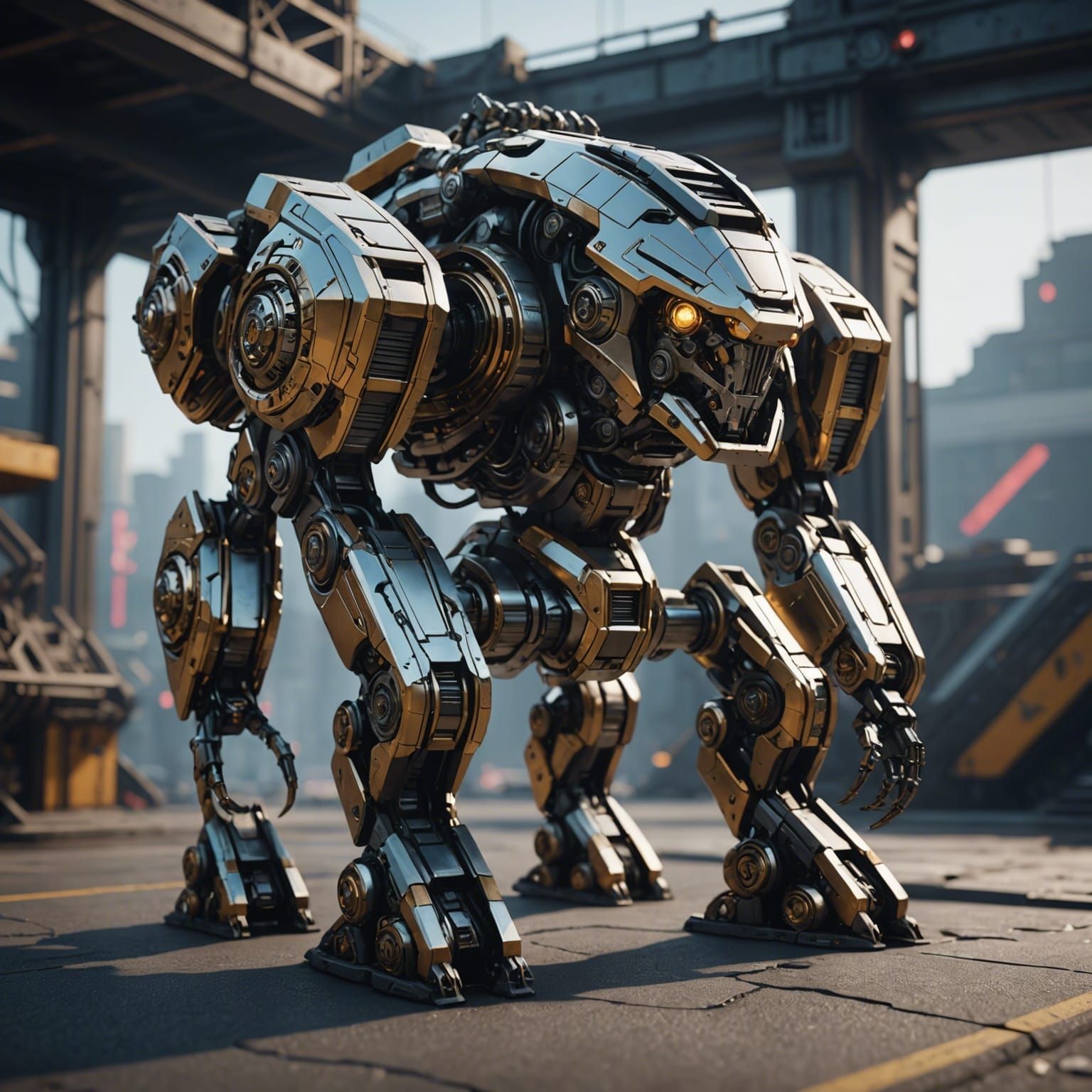 Futuristic Chimera Mech in Detailed Sci-Fi Rendering