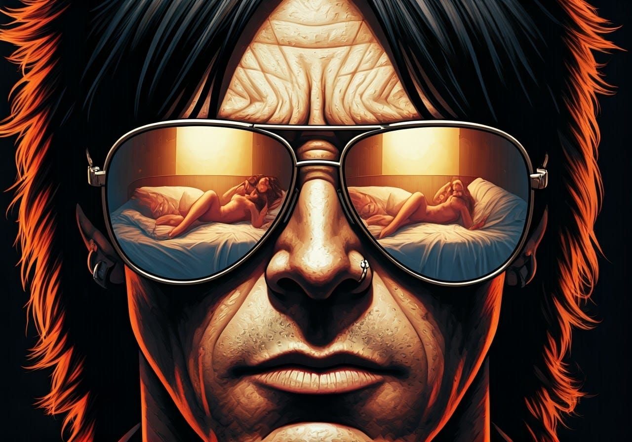 Rockstar Reflection in Mignola Style