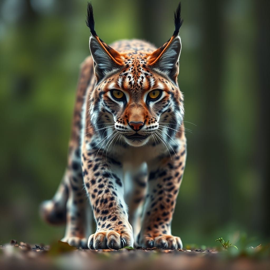 Lynx Hunting in Forest: Wildlife Photography