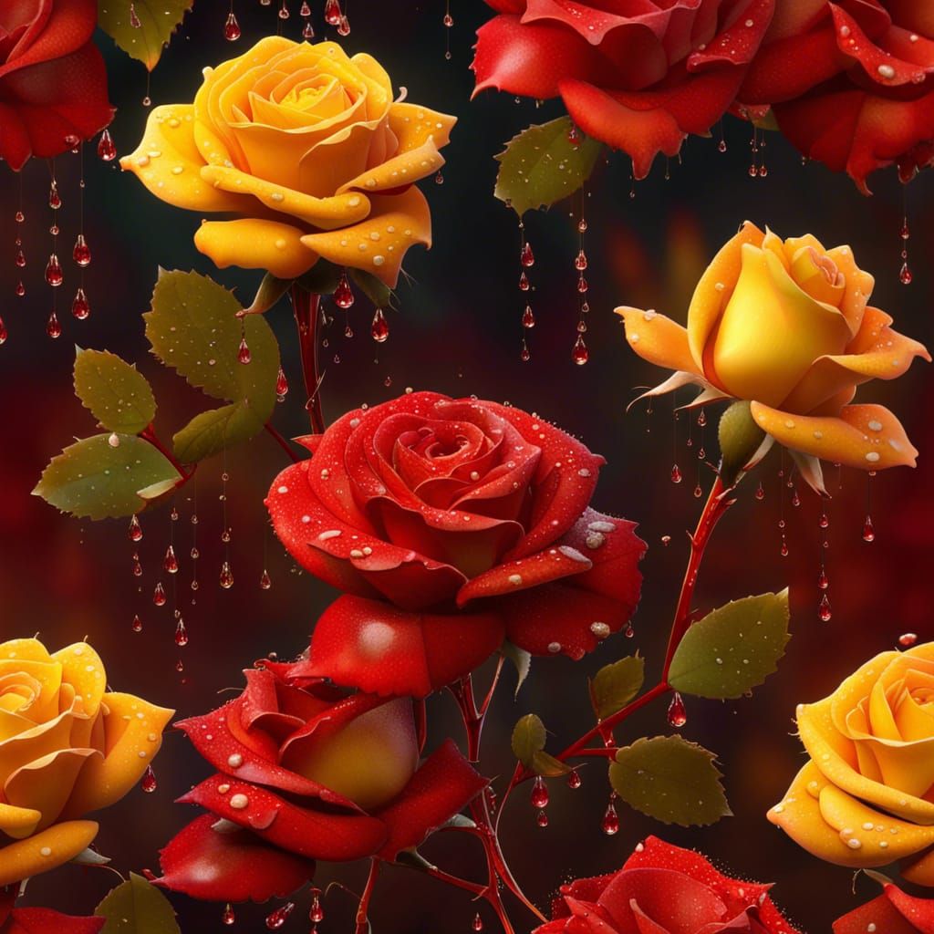 Macro Yellow Rose with Dew Drops in 8K