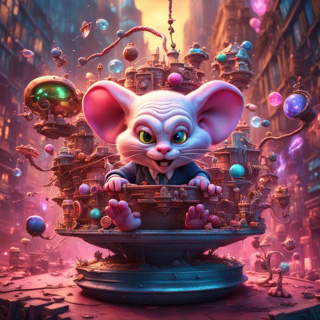Pinky Surrounded by Text, Detailed Matte Painting