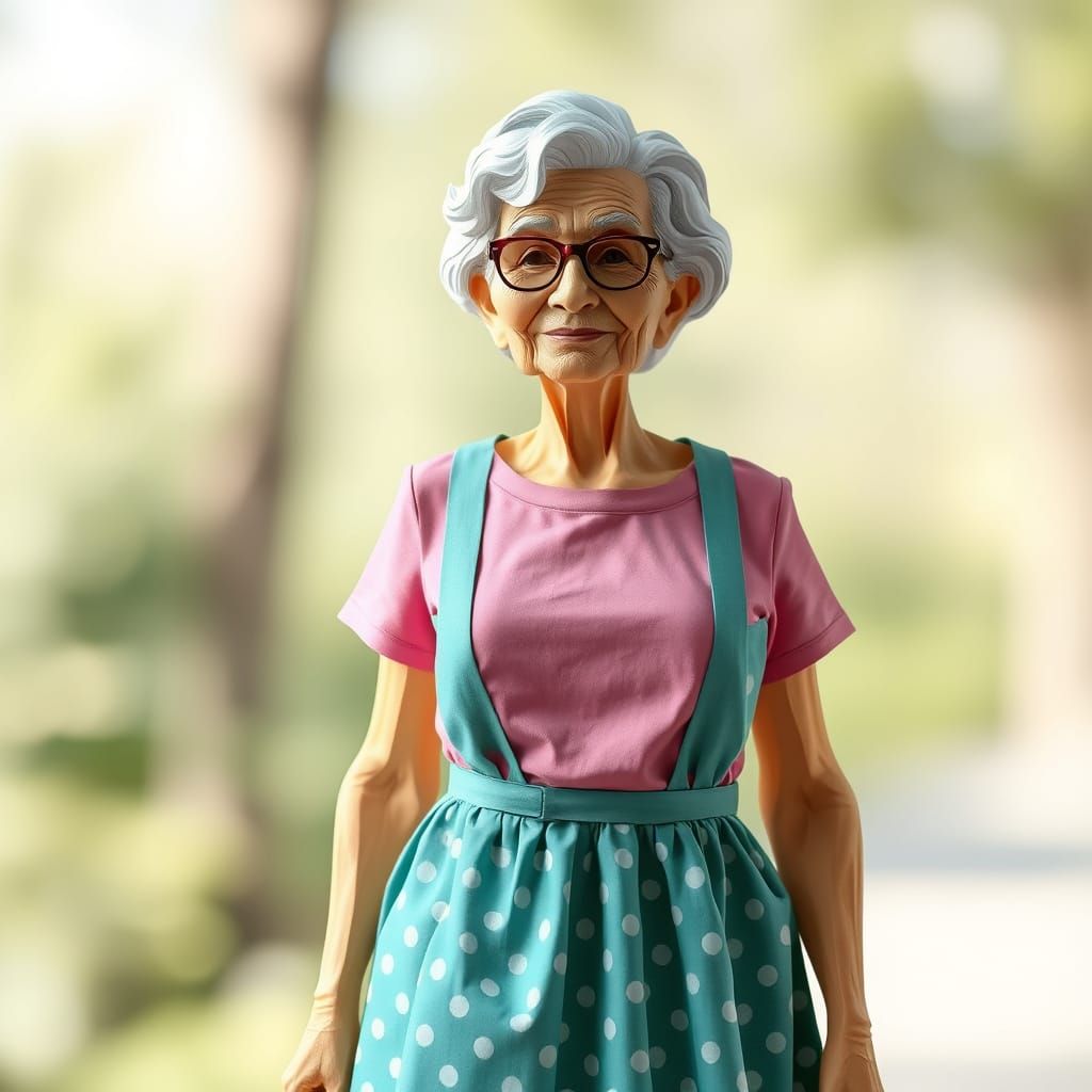 Origami Style Image of 70-Year-Old in Pink Outfit